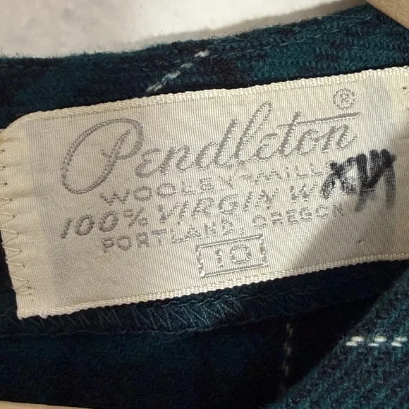 Rare Vintage 1950s–60s Pendleton Wool Green Plaid Jumper Dress Collector’s Piece - Picture 7 of 12
